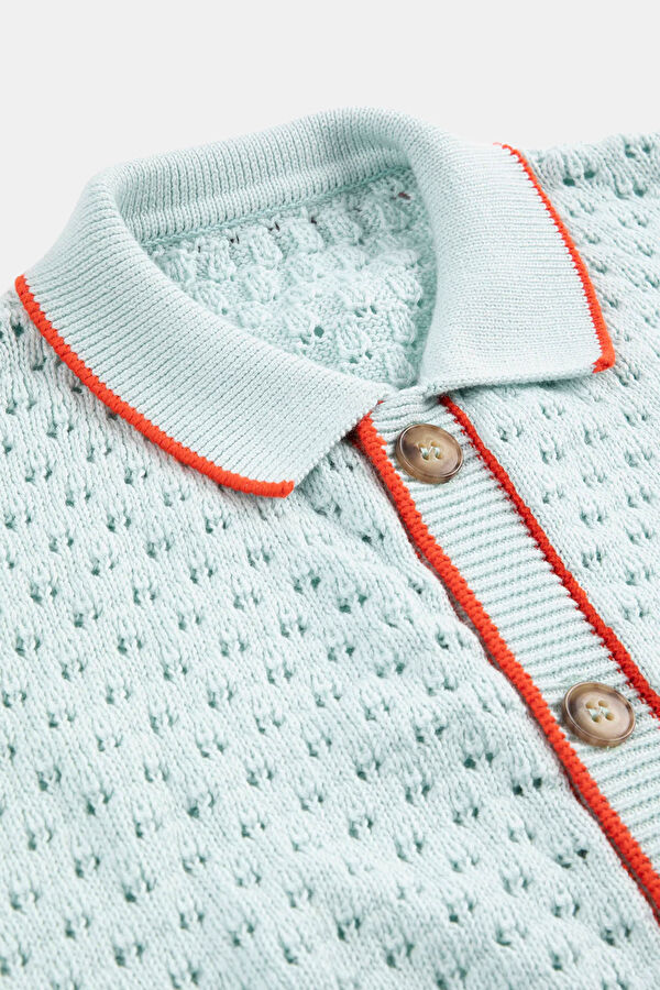 Light Turquoise Patterned Kids Cardigan 5