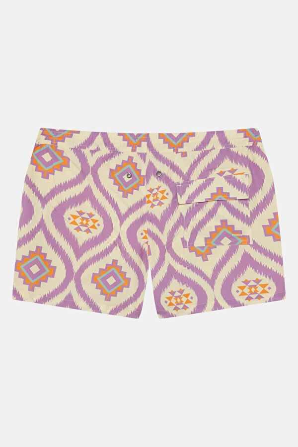 Purple Patterned Elastic Men's Swimsuit 2