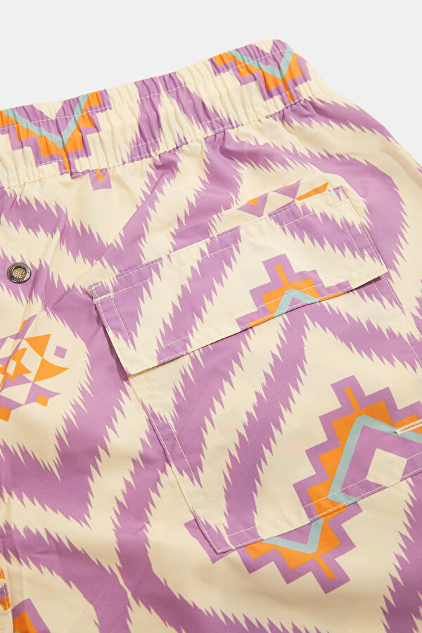 Purple Patterned Elastic Men's Swimsuit 5