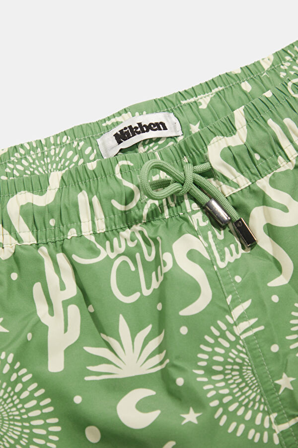 Green Patterned Elastic Men's Swimsuit 3