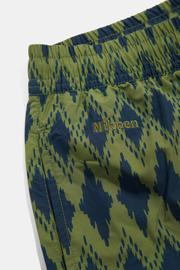 Dark Green Patterned Elastic Men's Swimsuit 4