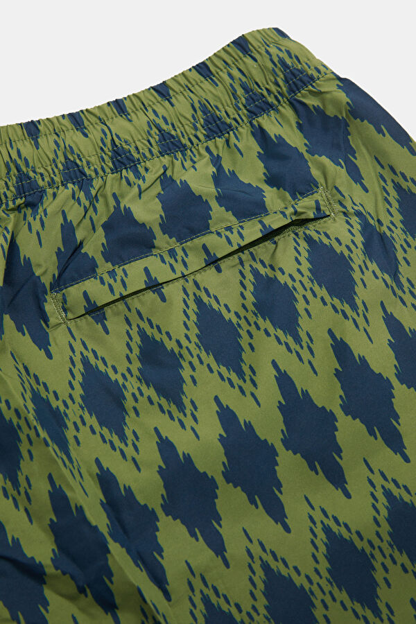 Dark Green Patterned Elastic Men's Swimsuit 5