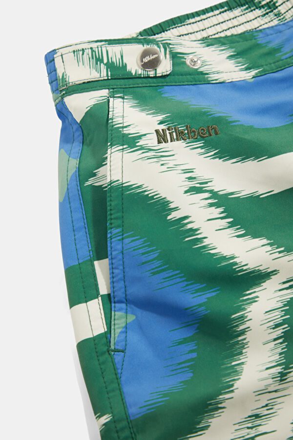 Blue Patterned Elastic Men's Swimsuit 4