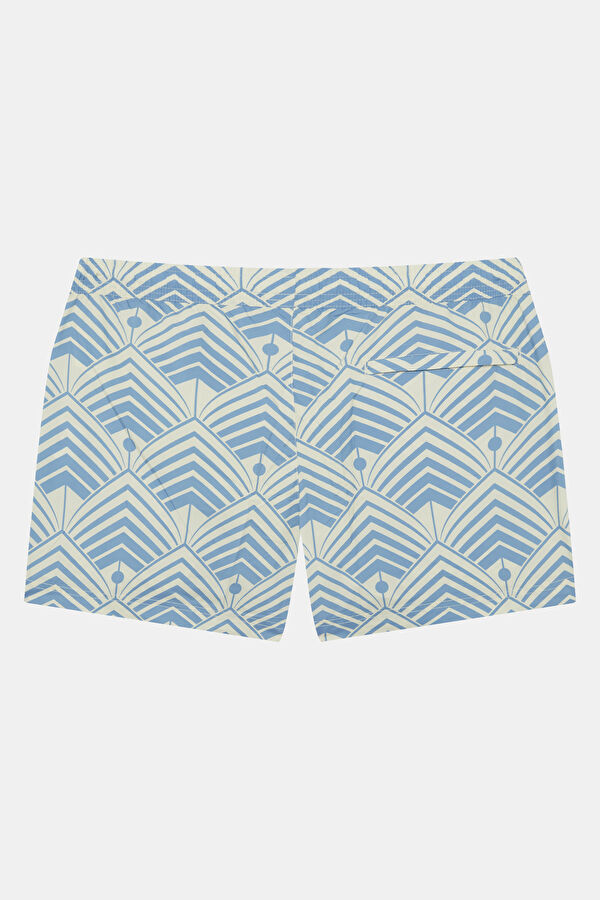 Blue Patterned Elastic Men's Swimsuit 2