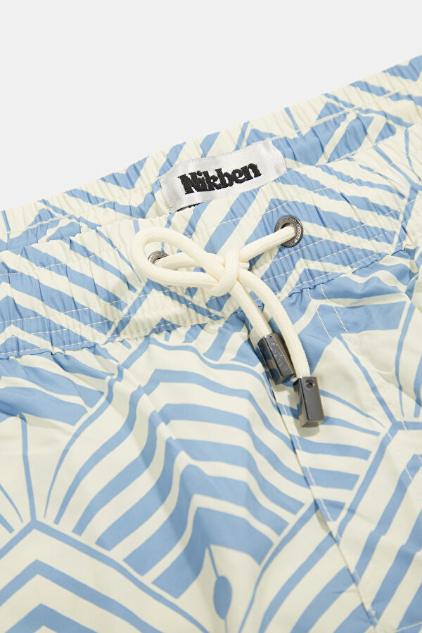Blue Patterned Elastic Men's Swimsuit 3