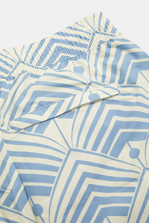 Blue Patterned Elastic Men's Swimsuit 5