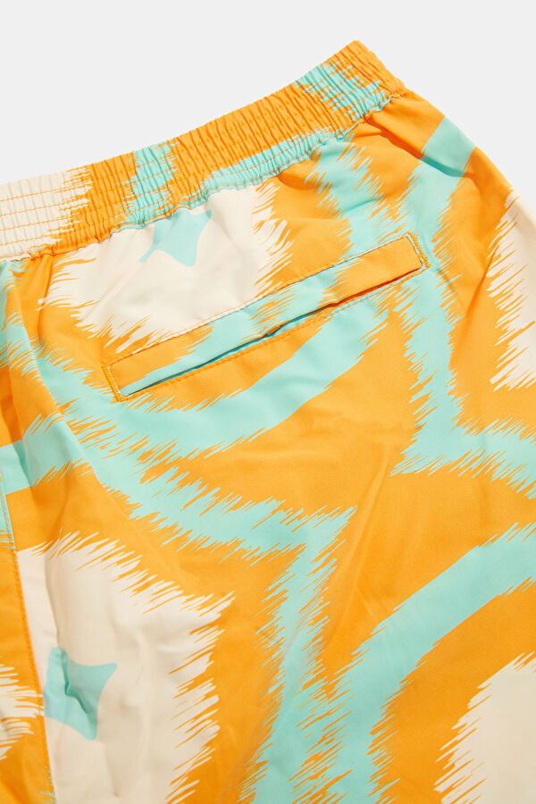 Orange Patterned Elastic Men's Swimsuit 5