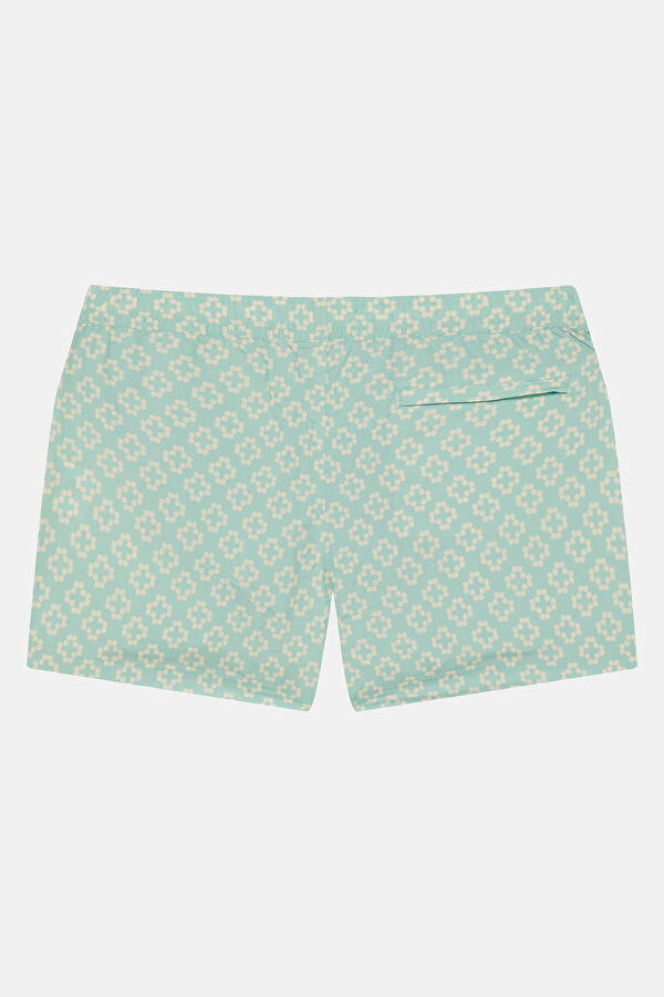 Light Blue Patterned Elastic Men's Swimsuit 2