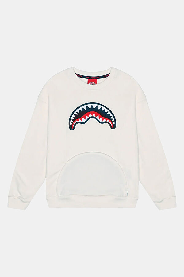 Krem Bisiklet Yaka Çocuk Sweatshirt