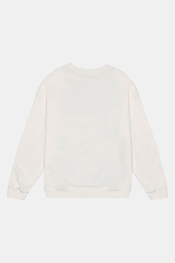 Krem Bisiklet Yaka Çocuk Sweatshirt 2