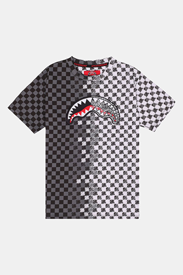 Siyah Bisiklet Yaka Baskılı Çocuk T-Shirt