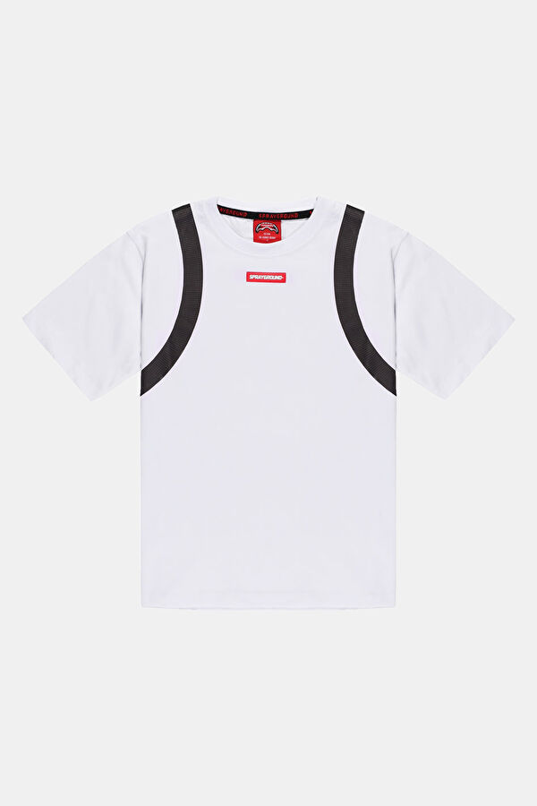 Beyaz Bisiklet Yaka Baskılı Çocuk T-Shirt