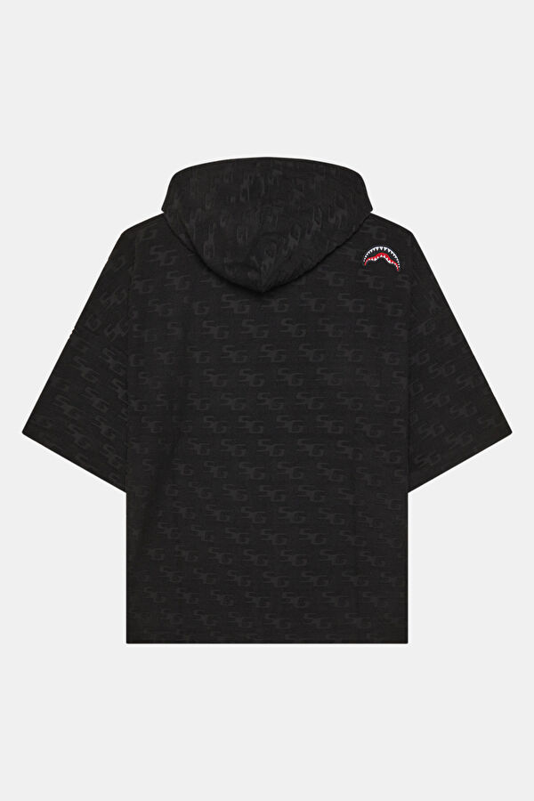 Siyah Relax Kalıp Kapuşonlu Erkek Sweatshirt 2