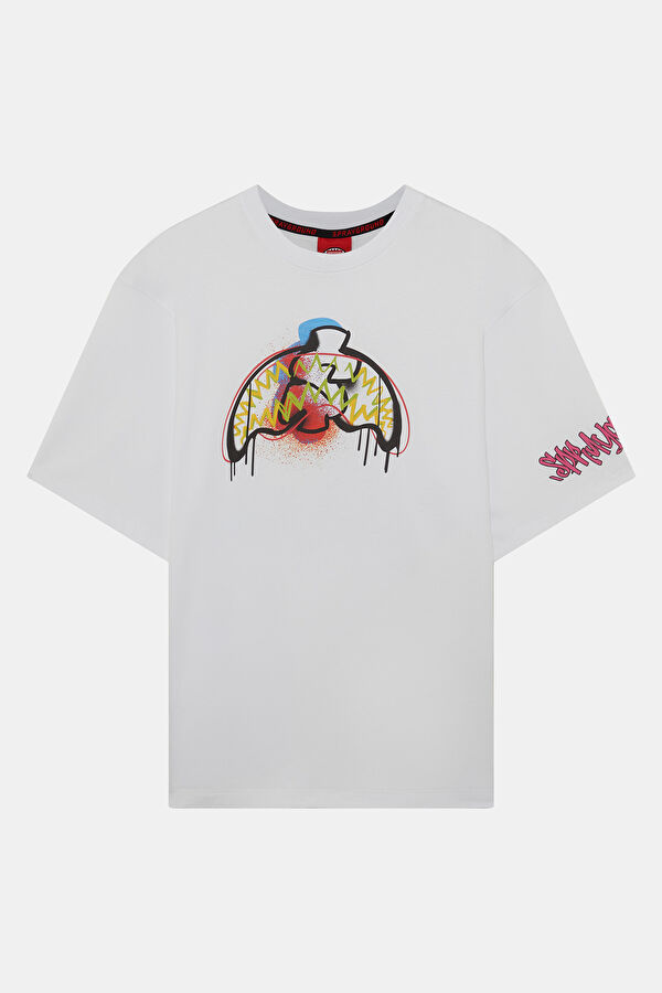 Relax Fit White Crew Neck Printed Men's T-Shirt
