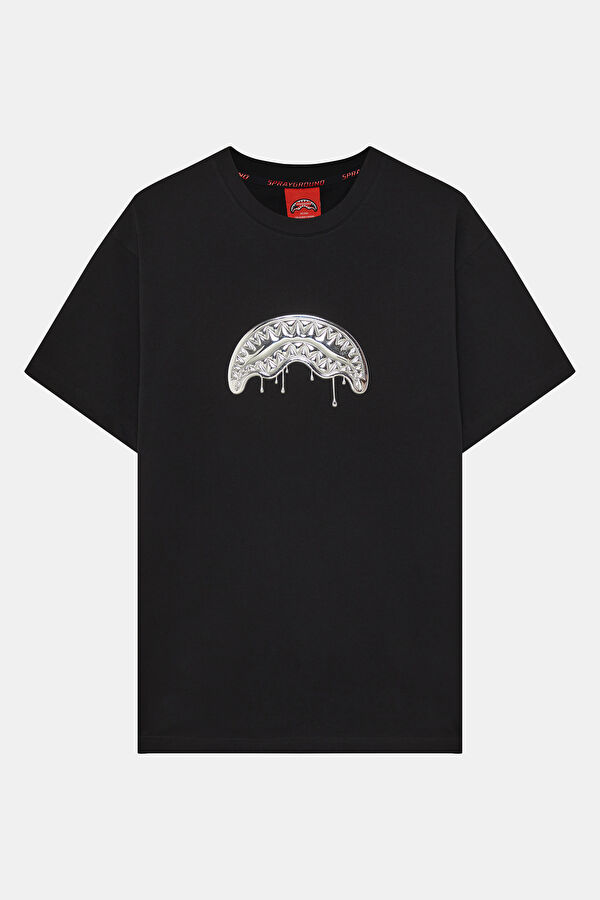Relax Fit Black Crew Neck Printed Men's T-Shirt