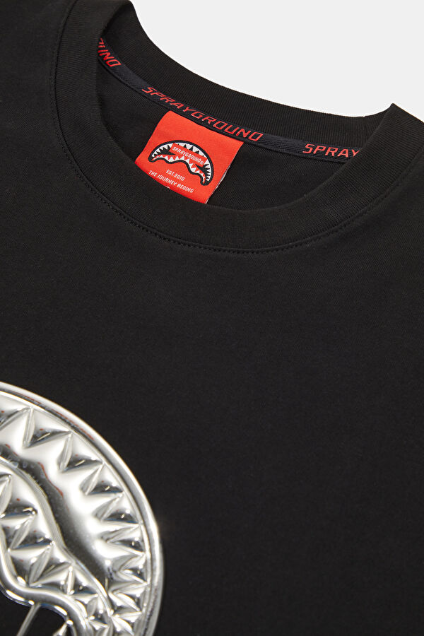 Relax Fit Black Crew Neck Printed Men's T-Shirt 3