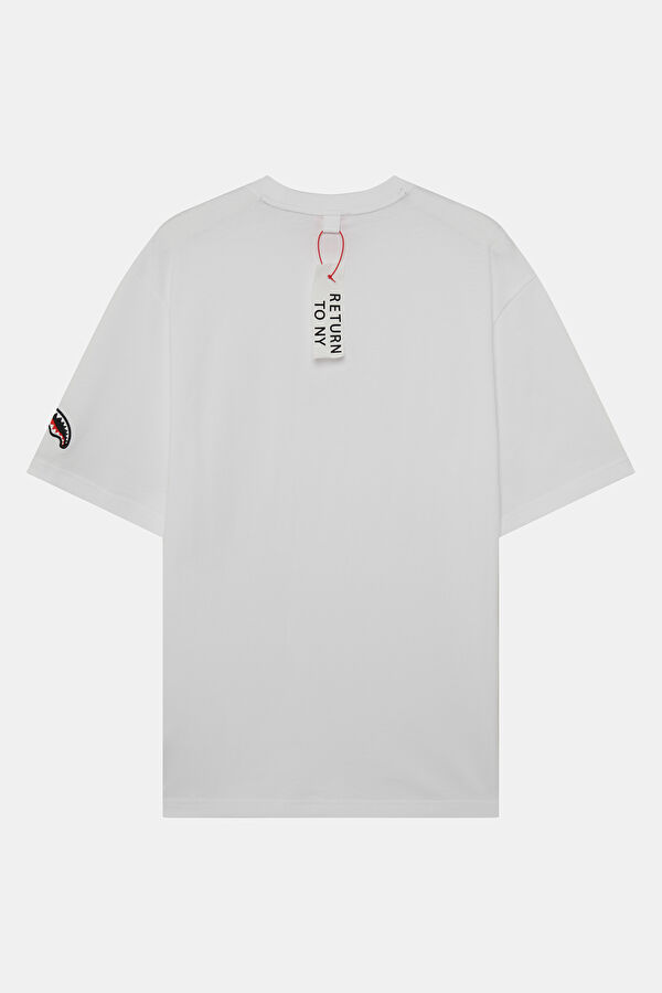 Relax Fit White Crew Neck Printed Men's T-Shirt 2