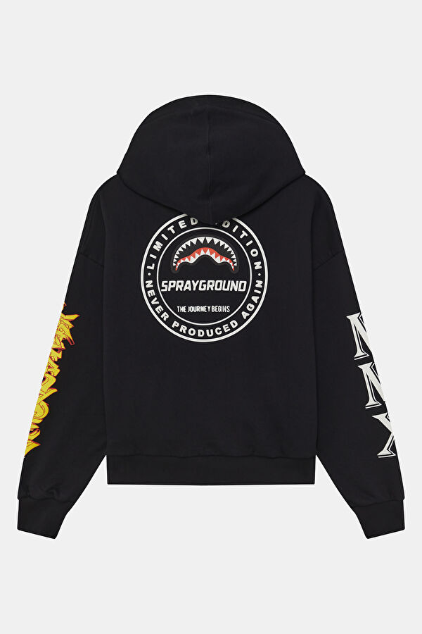 Siyah Relax Kalıp Kapuşonlu Erkek Sweatshirt 2