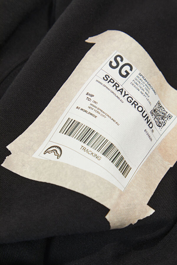 Siyah Relax Kalıp Kapuşonlu Erkek Sweatshirt 5