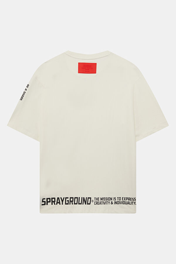 Relaxed Fit Cream Crew Neck Printed Men's T-Shirt 2