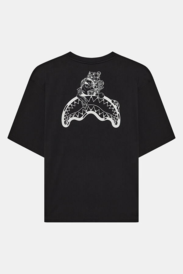 Relax Fit Black Crew Neck Printed Men's T-Shirt 2