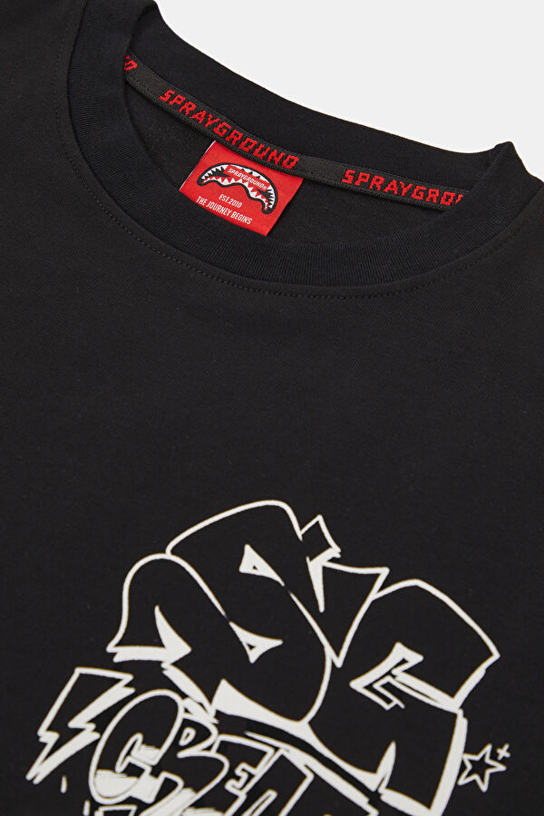 Relax Fit Black Crew Neck Printed Men's T-Shirt 3