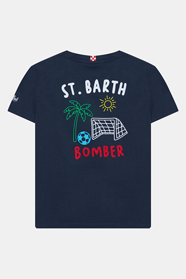 Navy Blue Crew Neck Printed Kids T-Shirt 2