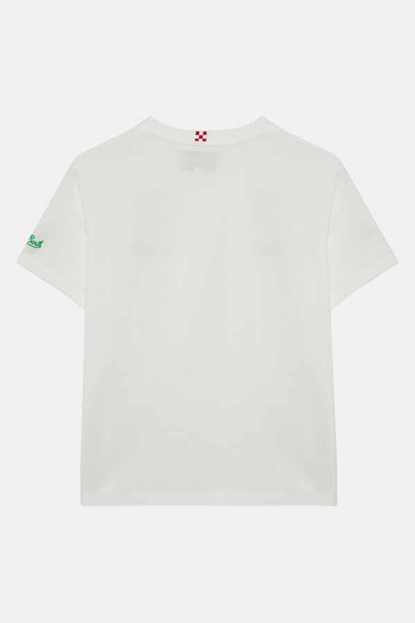 Children's White Crew Neck T-Shirt with Print 2