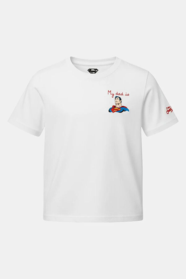 White Crew Neck Printed Kids T-Shirt