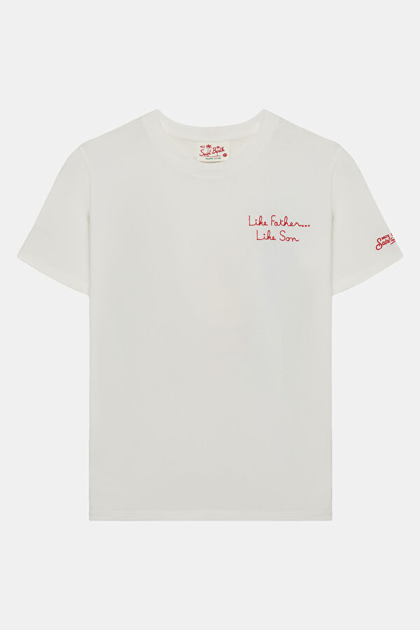 White Crew Neck Printed Kids T-Shirt