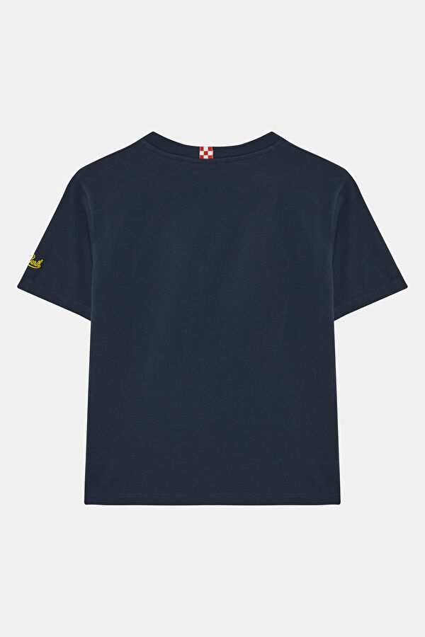 Lacivert Bisiklet Yaka Baskılı Çocuk T-Shirt 2