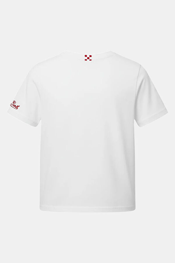 Beyaz Bisiklet Yaka Baskılı Çocuk T-Shirt 2