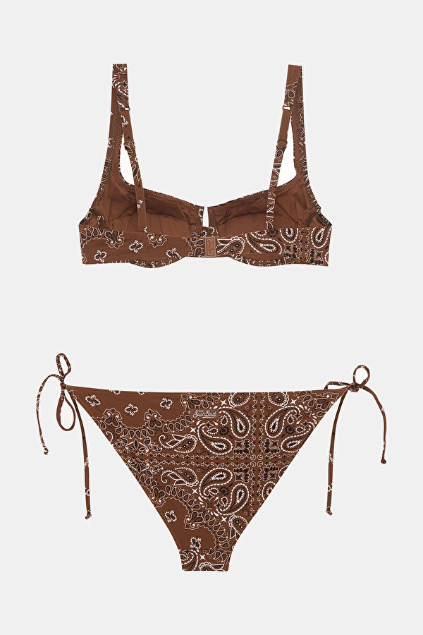 Kahve Desenli Bağlamalı Kadın Bikini 2