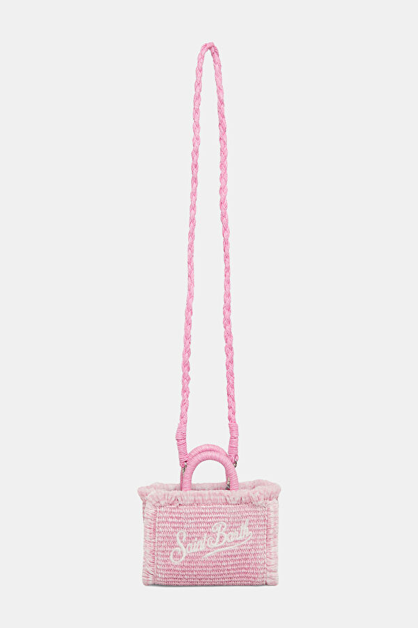 Vanity Micro Straw Pembe Desenli Çanta 2
