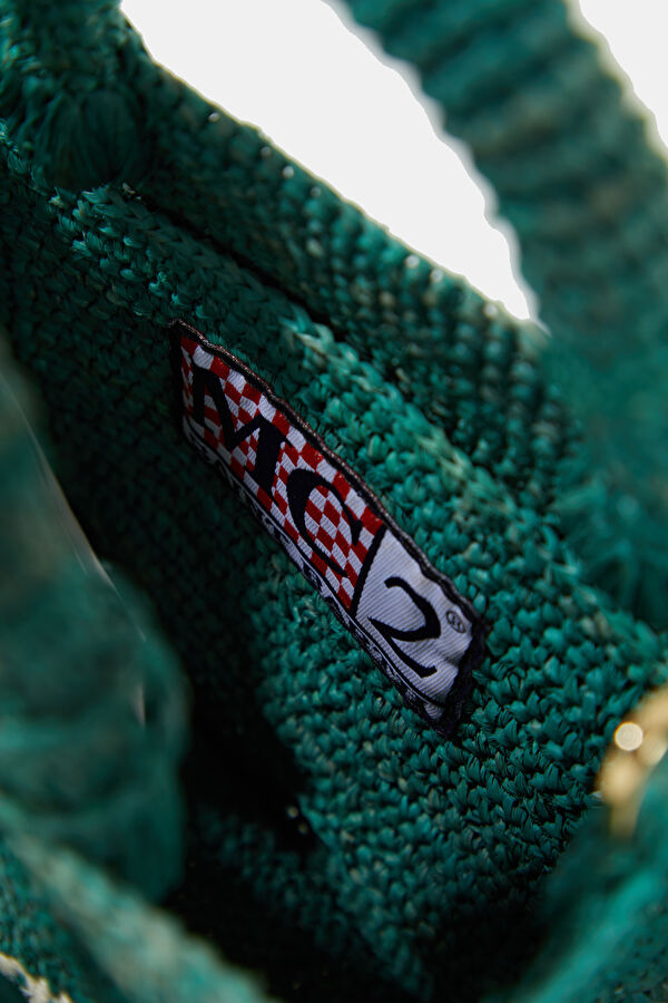 Raffia Ruffled Mini Turquoise Patterned Bag 6