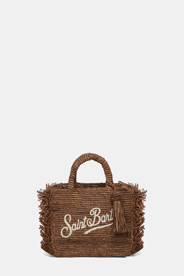 Vanity Mini Raffia Fringes Kahve Desenli Çanta