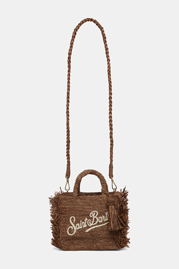 Vanity Mini Raffia Fringes Kahve Desenli Çanta 2