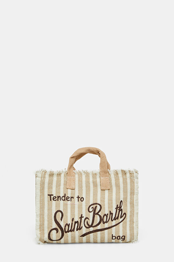 Phone Bag Linen Bej Desenli Çanta