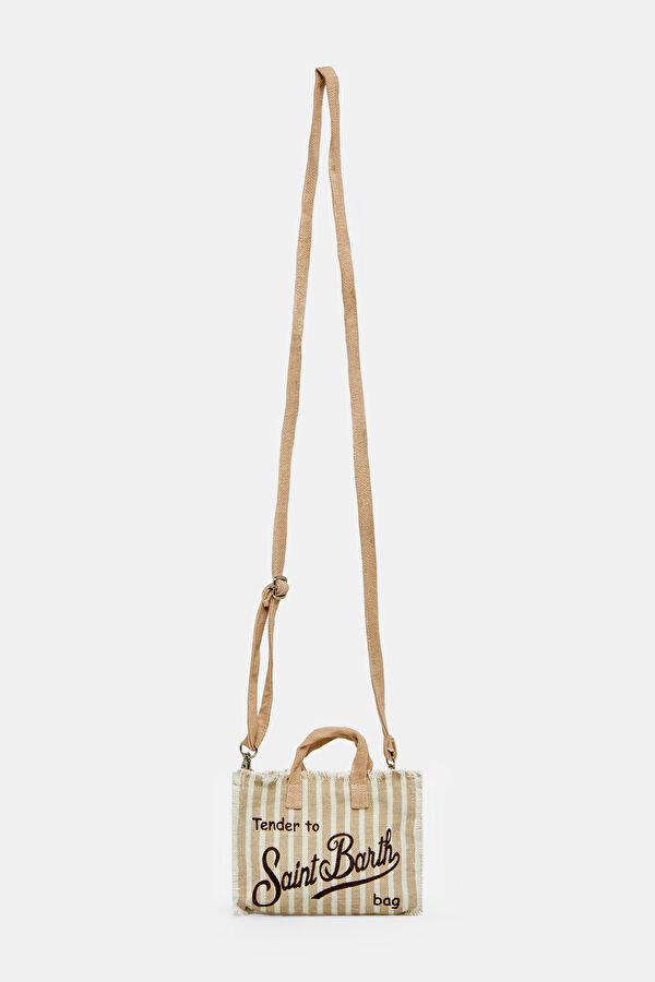 Phone Bag Linen Bej Desenli Çanta 2