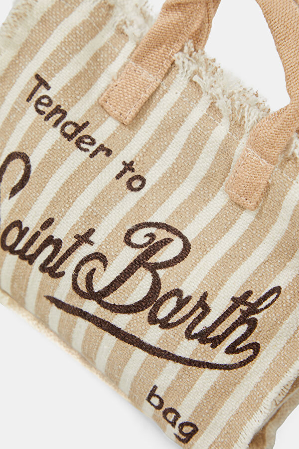 Phone Bag Linen Bej Desenli Çanta 5