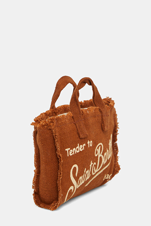 Phone Bag Linen Brown Patterned Bag 3
