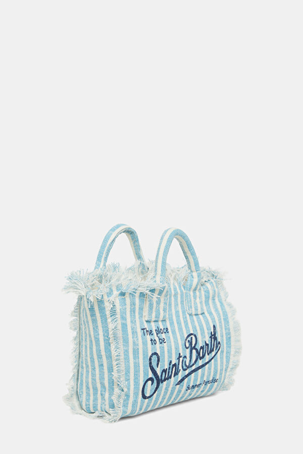 Vanity Mini Linen Light Blue Patterned Bag 3