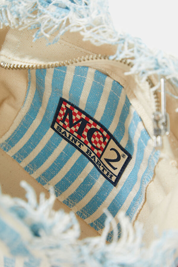 Vanity Mini Linen Light Blue Patterned Bag 6