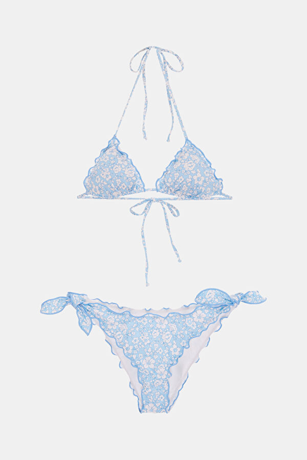 Light Turquoise Patterned Tie-Up Women's Bikini