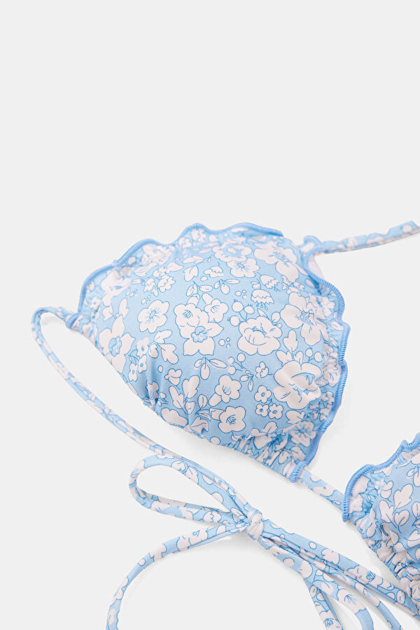 Light Turquoise Patterned Tie-Up Women's Bikini 3