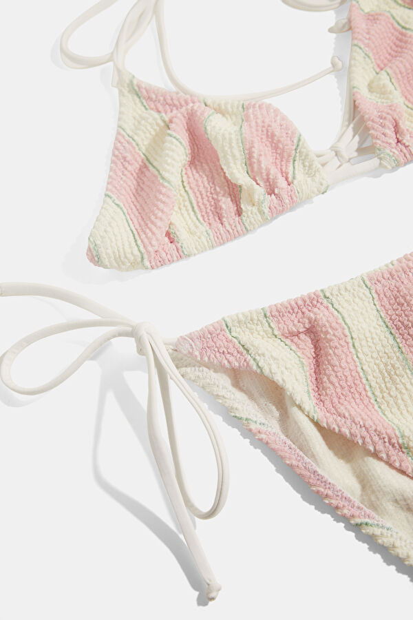 Pink Patterned Lace-Up Women's Bikini 3