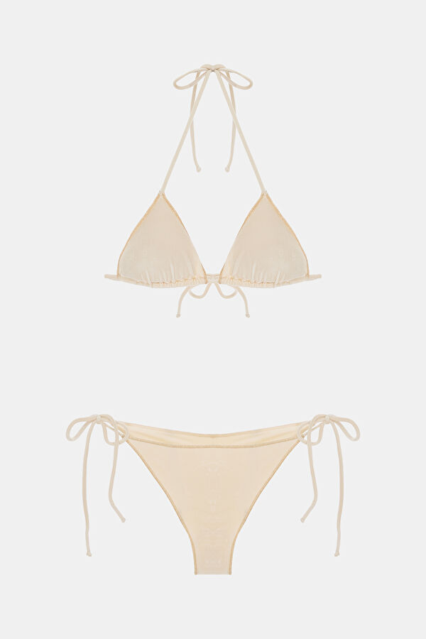 Krem Bağcıklı Kadın Bikini