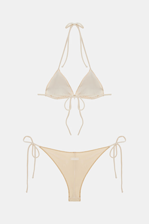 Krem Bağcıklı Kadın Bikini 2