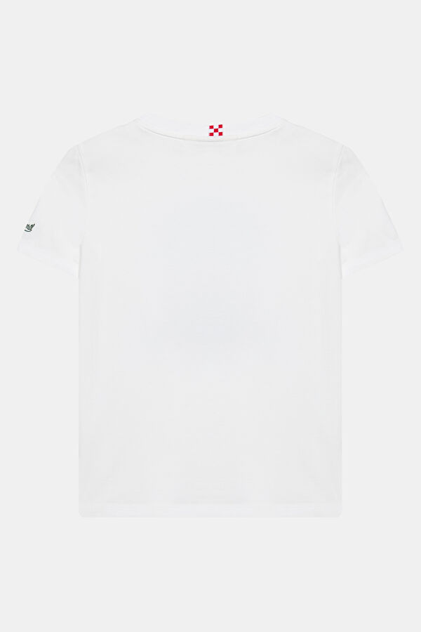 Beyaz Bisiklet Yaka Baskılı Çocuk T-Shirt 2