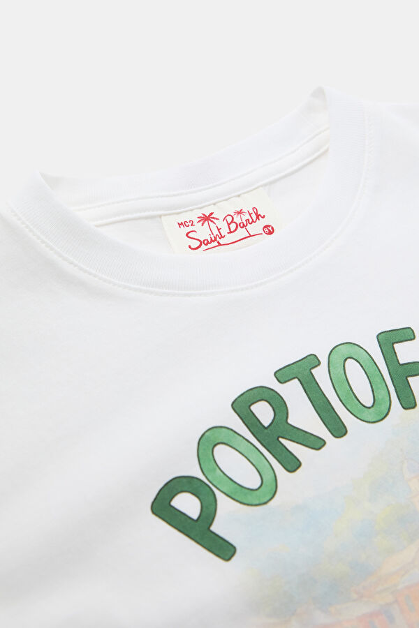 Beyaz Bisiklet Yaka Baskılı Çocuk T-Shirt 3